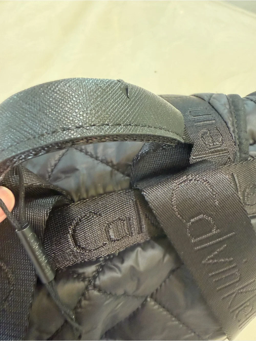Calvin Klein Quilted Black Nylon Backpack with Branded Straps